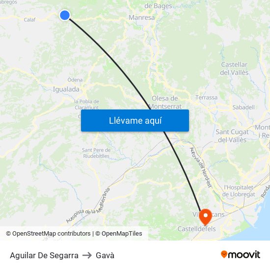 Aguilar De Segarra to Gavà map