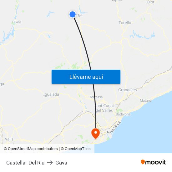 Castellar Del Riu to Gavà map