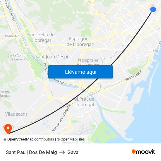 Sant Pau | Dos De Maig to Gavà map