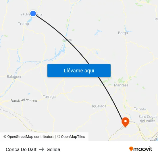 Conca De Dalt to Gelida map