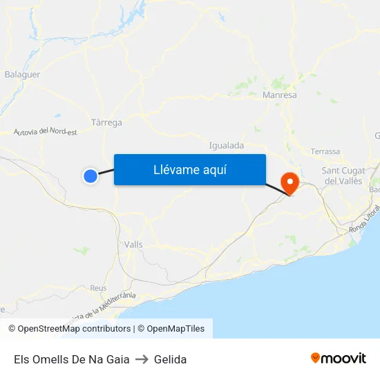 Els Omells De Na Gaia to Gelida map