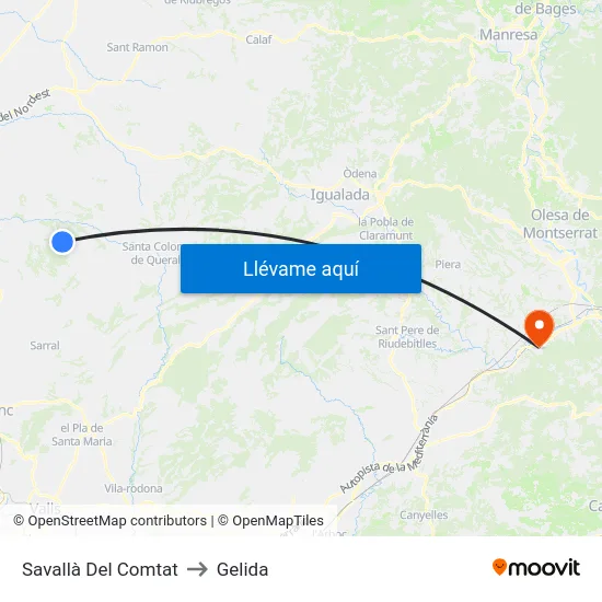 Savallà Del Comtat to Gelida map