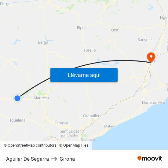 Aguilar De Segarra to Girona map