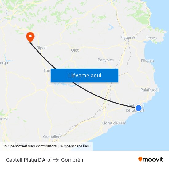 Castell-Platja D'Aro to Gombrèn map