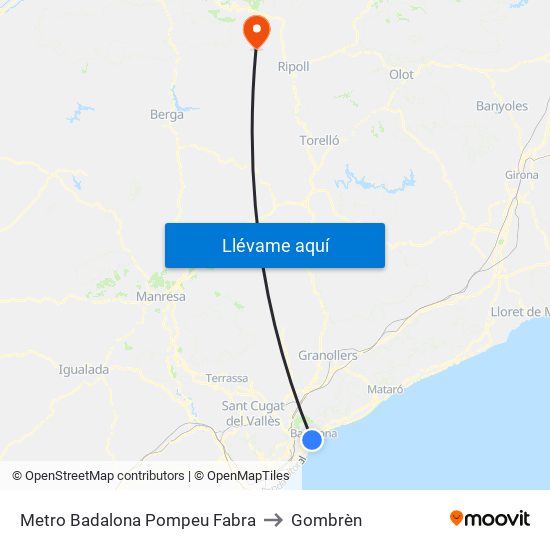 Metro Badalona Pompeu Fabra to Gombrèn map