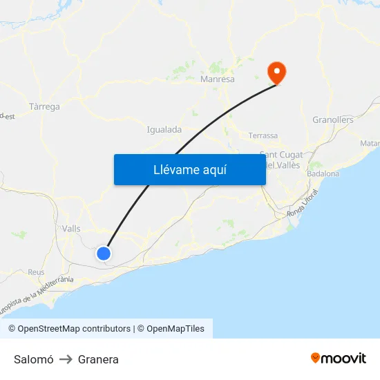 Salomó to Granera map