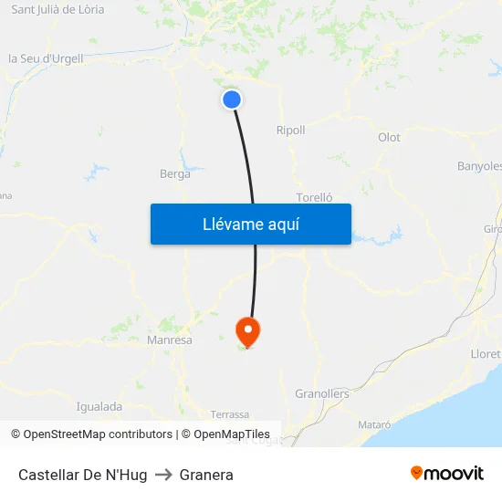 Castellar De N'Hug to Granera map