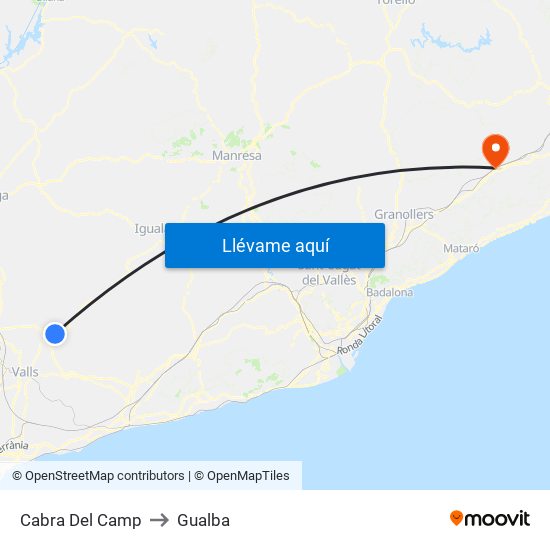 Cabra Del Camp to Gualba map