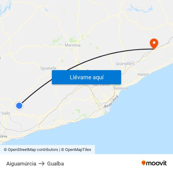 Aiguamúrcia to Gualba map