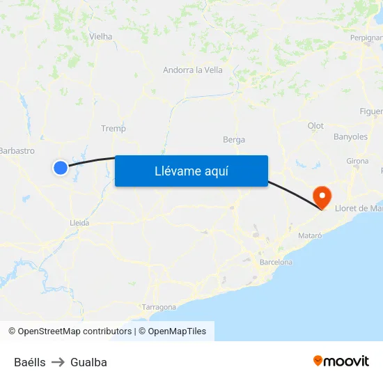 Baélls to Gualba map