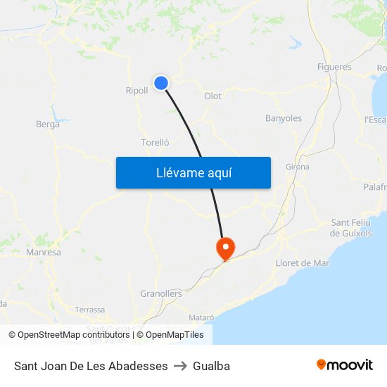 Sant Joan De Les Abadesses to Gualba map