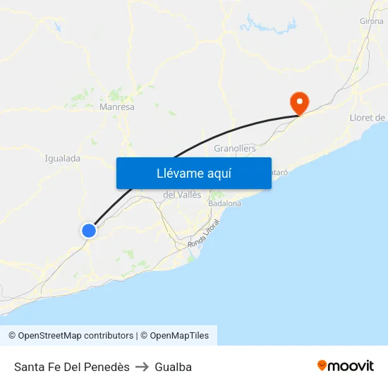 Santa Fe Del Penedès to Gualba map