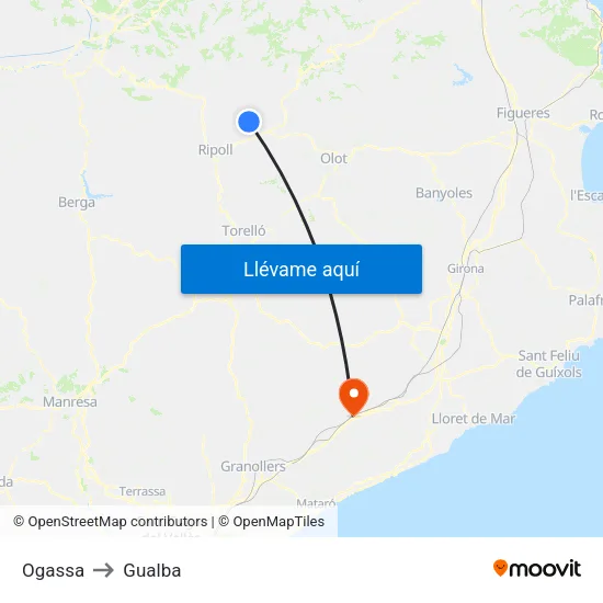 Ogassa to Gualba map