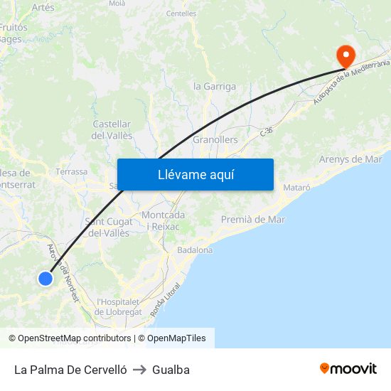 La Palma De Cervelló to Gualba map
