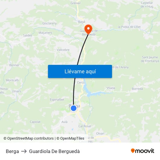 Berga to Guardiola De Berguedà map