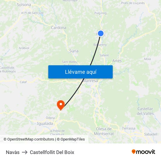 Navàs to Castellfollit Del Boix map