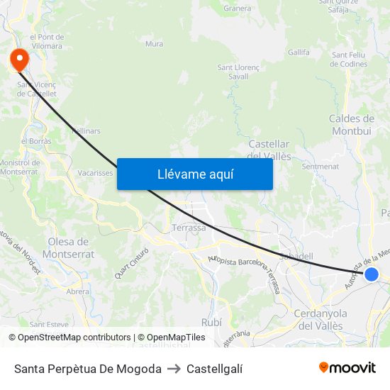 Santa Perpètua De Mogoda to Castellgalí map