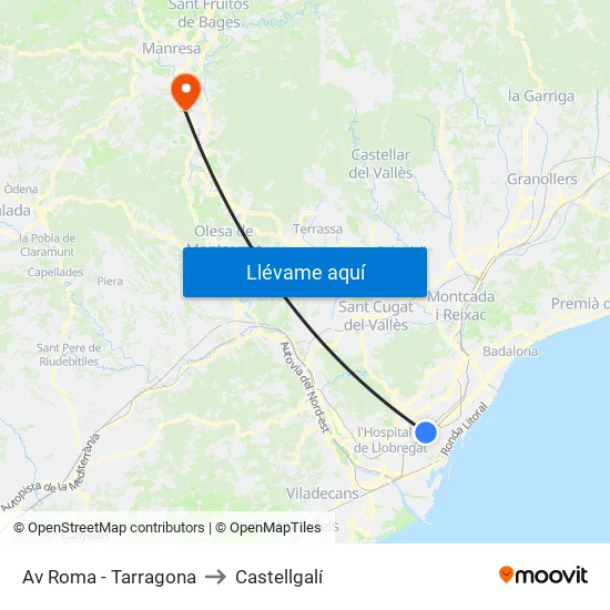 Av Roma - Tarragona to Castellgalí map