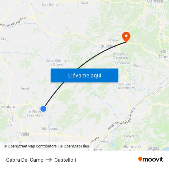 Cabra Del Camp to Castellolí map