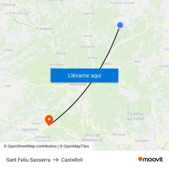 Sant Feliu Sasserra to Castellolí map