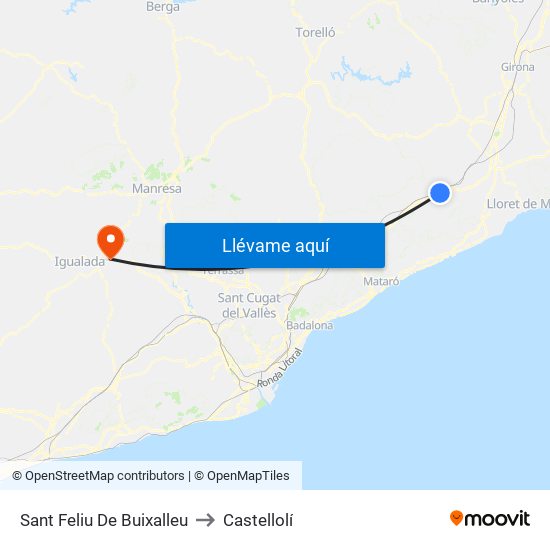 Sant Feliu De Buixalleu to Castellolí map