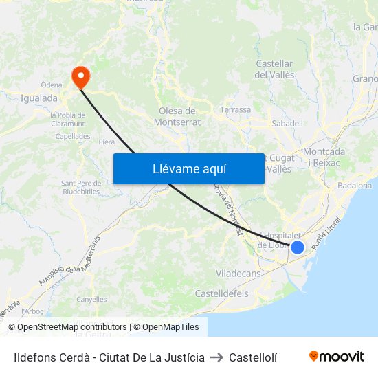 Ildefons Cerdà - Ciutat De La Justícia to Castellolí map