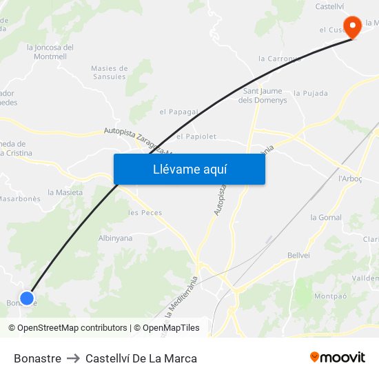 Bonastre to Castellví De La Marca map