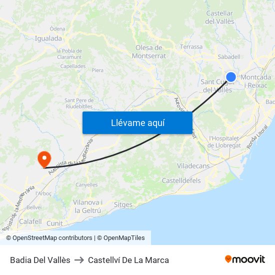 Badia Del Vallès to Castellví De La Marca map