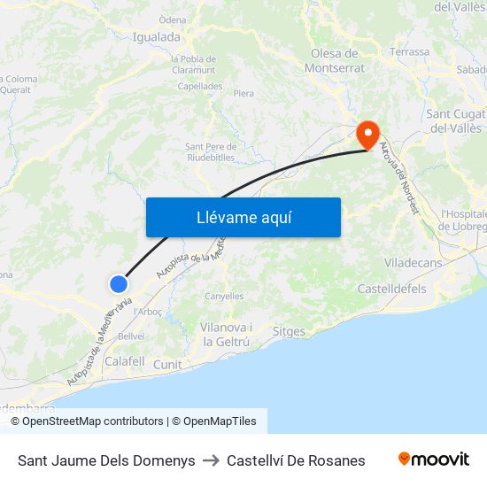 Sant Jaume Dels Domenys to Castellví De Rosanes map