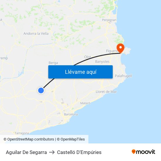Aguilar De Segarra to Castelló D'Empúries map