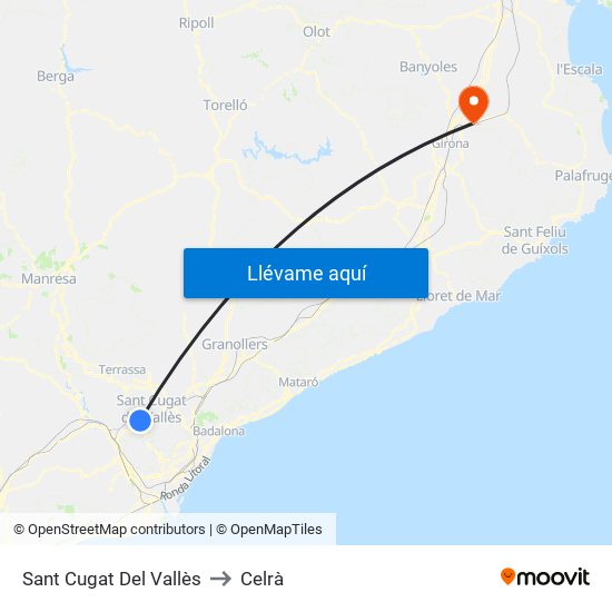 Sant Cugat Del Vallès to Celrà map