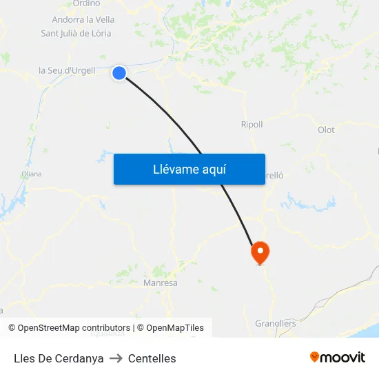 Lles De Cerdanya to Centelles map