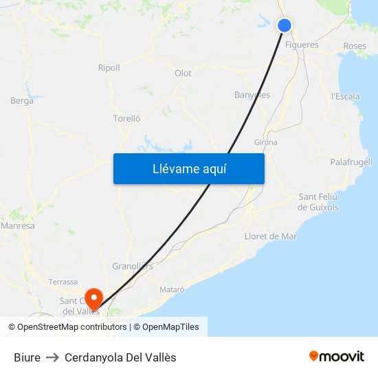 Biure to Cerdanyola Del Vallès map