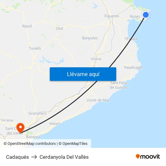 Cadaqués to Cerdanyola Del Vallès map