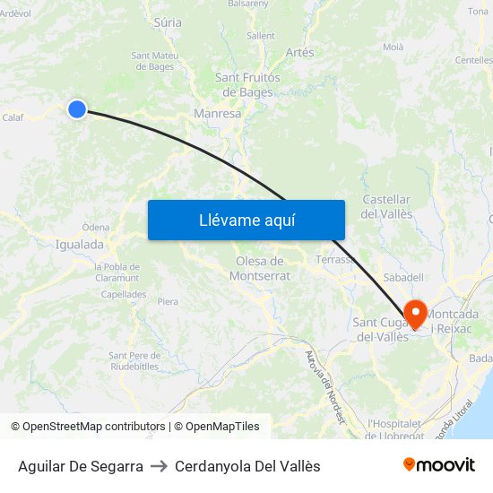 Aguilar De Segarra to Cerdanyola Del Vallès map