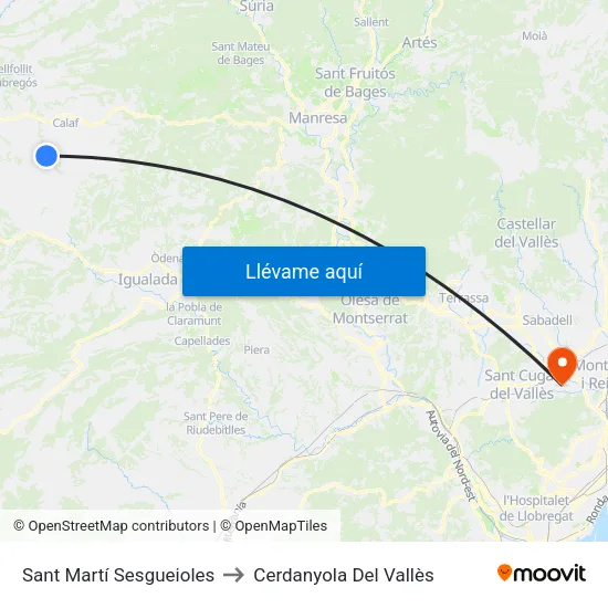 Sant Martí Sesgueioles to Cerdanyola Del Vallès map