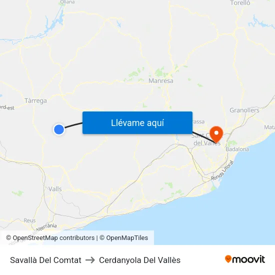 Savallà Del Comtat to Cerdanyola Del Vallès map