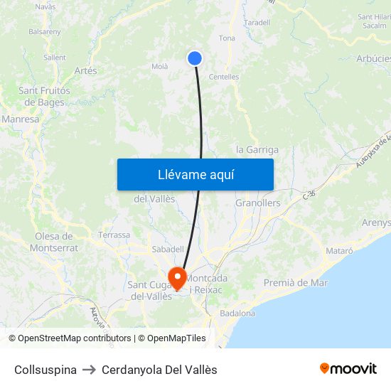Collsuspina to Cerdanyola Del Vallès map