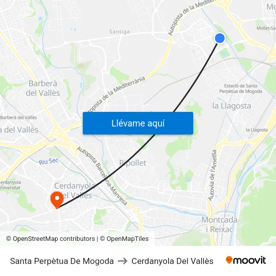 Santa Perpètua De Mogoda to Cerdanyola Del Vallès map