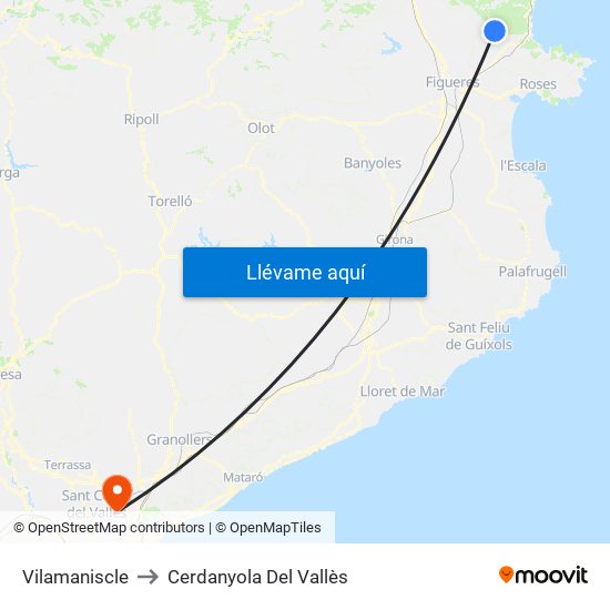 Vilamaniscle to Cerdanyola Del Vallès map
