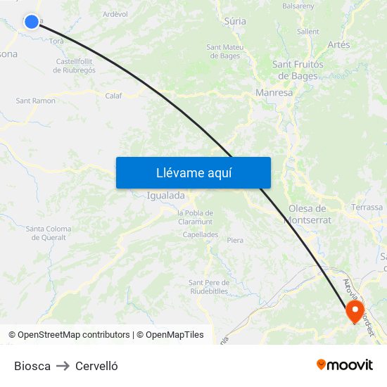 Biosca to Cervelló map