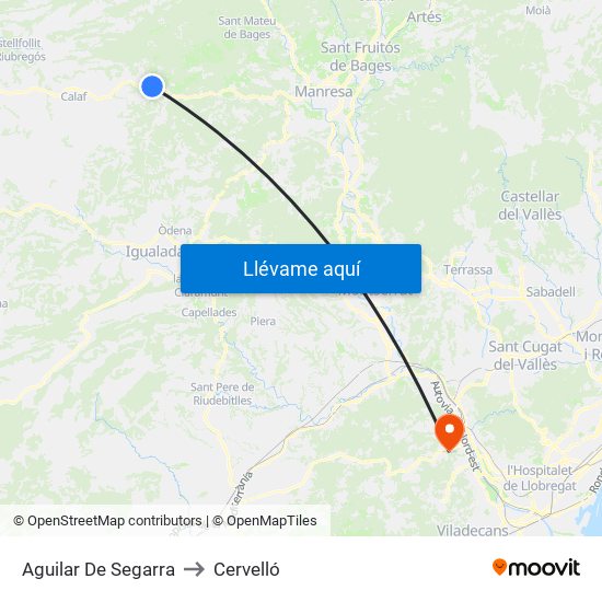 Aguilar De Segarra to Cervelló map