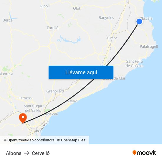 Albons to Cervelló map