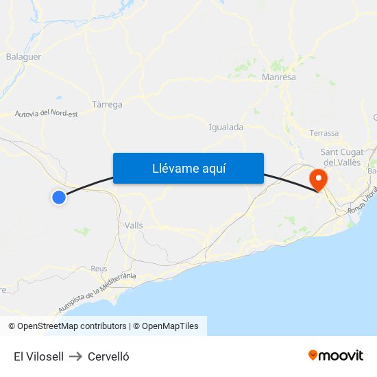 El Vilosell to Cervelló map