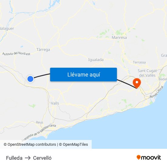 Fulleda to Cervelló map