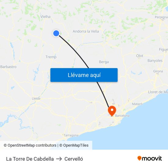 La Torre De Cabdella to Cervelló map