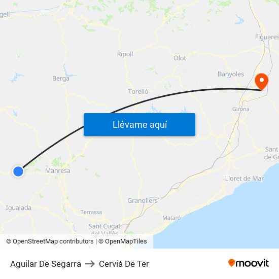 Aguilar De Segarra to Cervià De Ter map