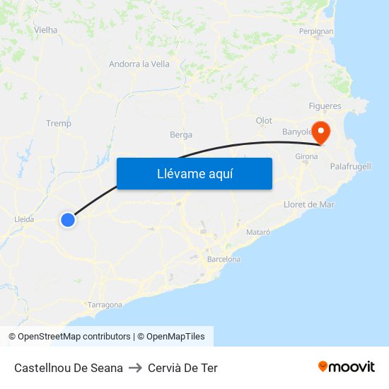 Castellnou De Seana to Cervià De Ter map