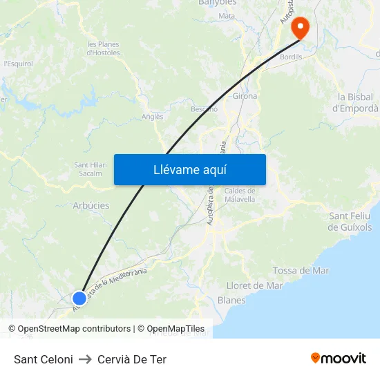 Sant Celoni to Cervià De Ter map