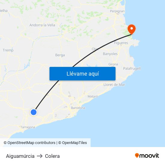 Aiguamúrcia to Colera map